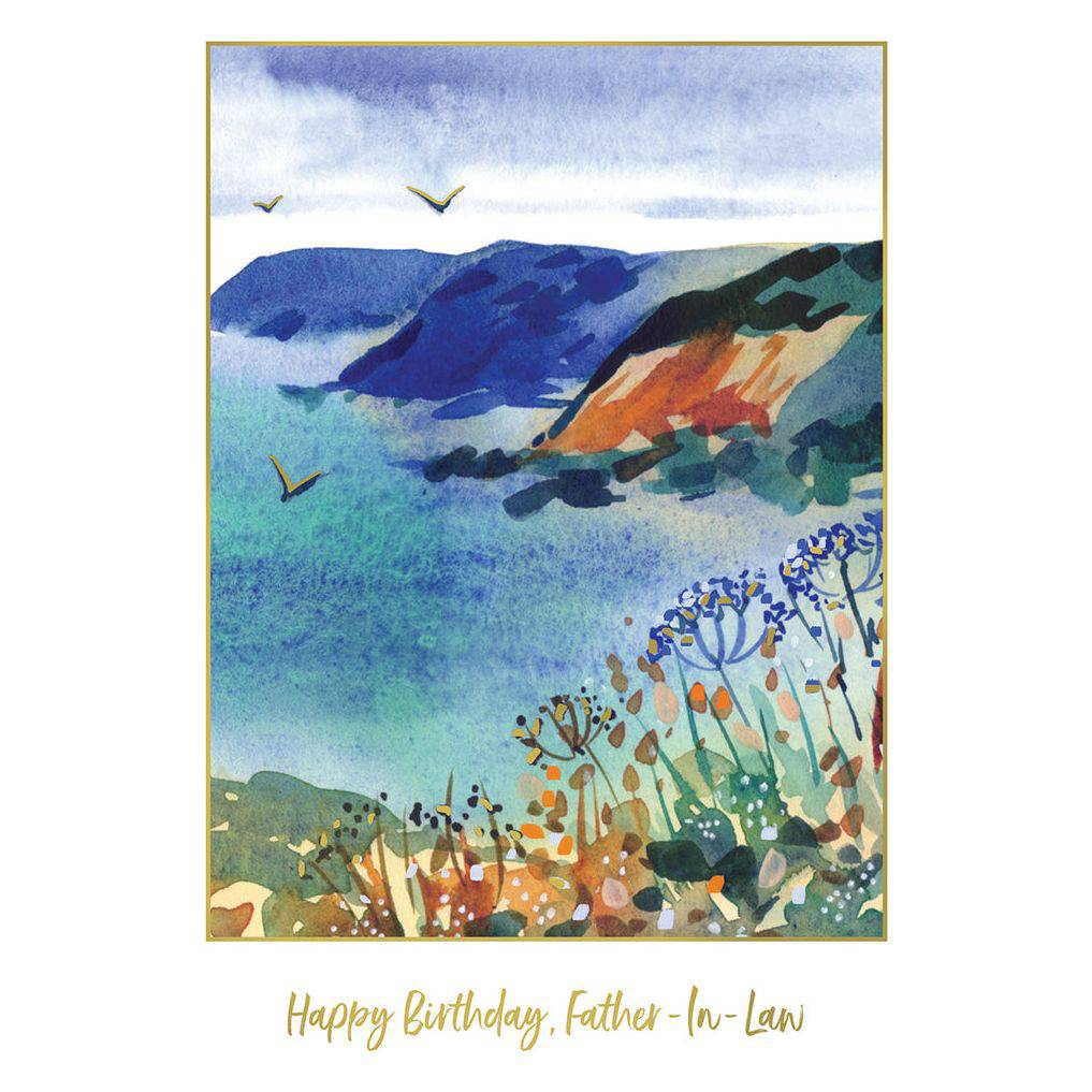 Pictura mountain landscape birthday card for father-in-law featuring scenic mountain view and nature-inspired design.